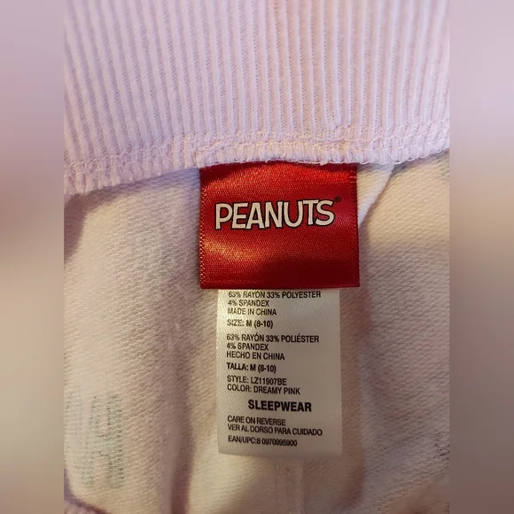 Peanuts Pink Cozy Soft Snoopy Jogger Style Pajama Pants - Picture 3 of 6